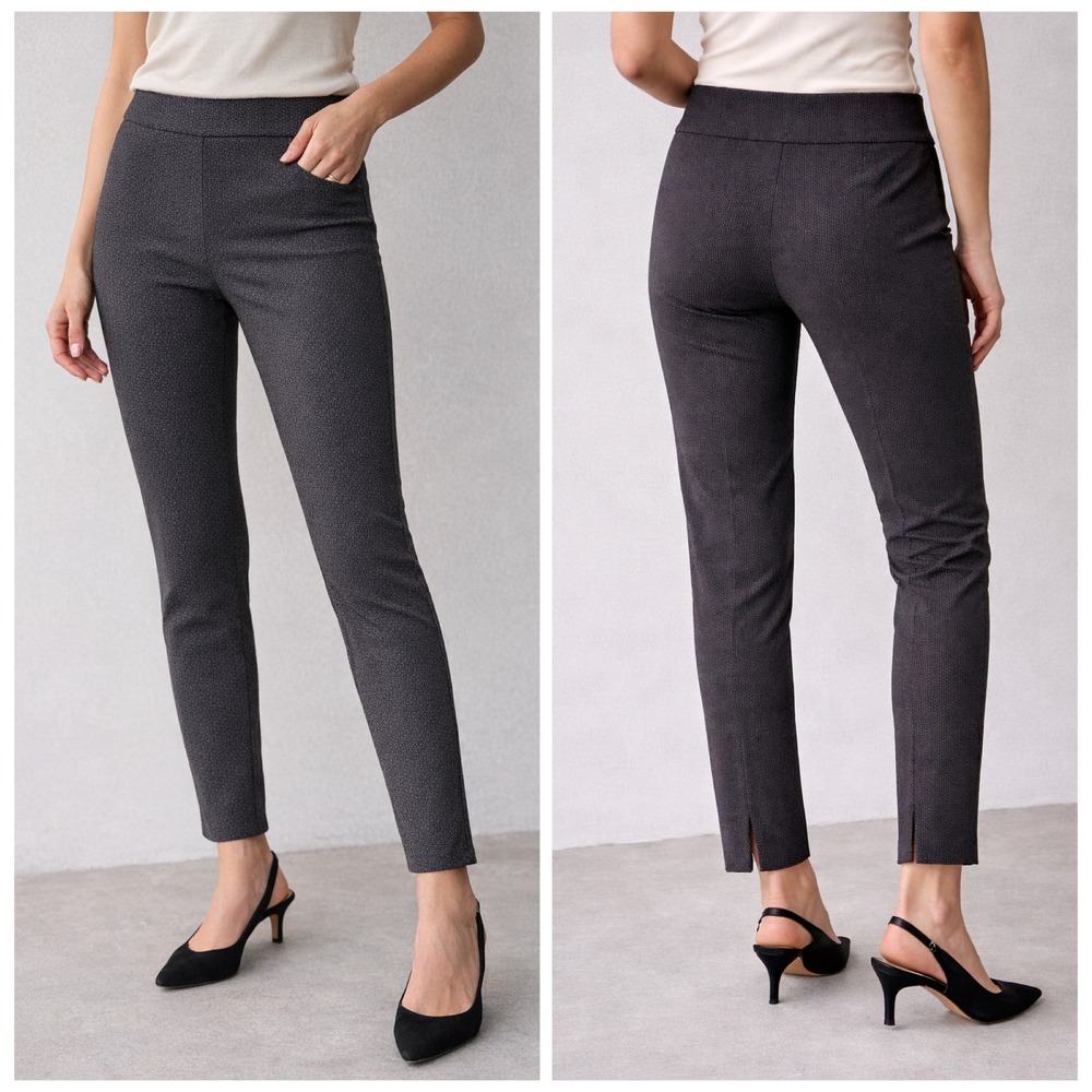 Elliot Lauren‎ Ankle Pants Women 6 Grey Black Geometric Print Stretch Office